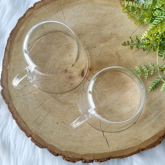 Espresso Coffee Mug Tea Clear Glass Single Wall Set of 2 - Picture 2 of 4